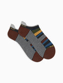 Men's grey light cotton sneakers with multicoloured and Windsor stripes