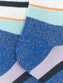 Calze corte bambino cotone blu cobalto righe multicolor lurex e fluo - Gallo 1927 - Official Online Shop