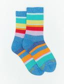 Calze corte bambino cotone egeo righe multicolor lurex e fluo - Gallo 1927 - Official Online Shop