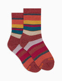 Calze corte bambino cotone rosso righe multicolor effetto scintillante - Gallo 1927 - Official Online Shop