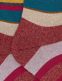 Calze corte bambino cotone rosso righe multicolor effetto scintillante - Gallo 1927 - Official Online Shop