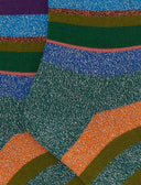 Calze corte bambino cotone verde righe multicolor lurex - Gallo 1927 - Official Online Shop