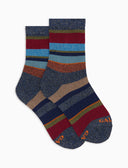 Calze corte bambino cotone blu righe multicolor effetto scintillante - Gallo 1927 - Official Online Shop