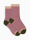 Kids' short beige warm cotton and glitter socks with Windsor stripes