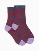 Calcetines cortos infantiles de algodón cálido azul con efecto brillante y rayas Windsor