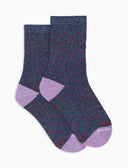 Kids' short blue warm cotton and glitter socks with polka dots