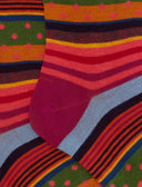 Calze lunghe bambino cotone fucsia fantasia mix righe e pois - Gallo 1927 - Official Online Shop