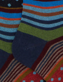 Calze lunghe bambino cotone blu fantasia mix righe e pois - Gallo 1927 - Official Online Shop