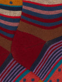 Calze lunghe bambino cotone bordò fantasia mix righe e pois - Gallo 1927 - Official Online Shop