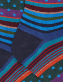 Calze corte bambino cotone caldo blu fantasia mix righe e pois