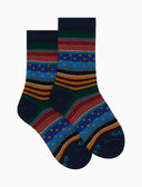 Calze corte bambino cotone blu fantasia mix righe e pois - Gallo 1927 - Official Online Shop