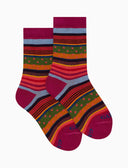 Calze corte bambino cotone fucsia fantasia mix righe e pois - Gallo 1927 - Official Online Shop