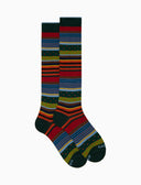 Calze lunghe uomo cotone verde fantasia mix righe e pois - Gallo 1927 - Official Online Shop