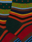 Calze lunghe uomo cotone verde fantasia mix righe e pois - Gallo 1927 - Official Online Shop