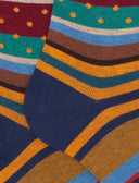 Calze lunghe uomo cotone caldo blu fantasia mix righe e pois
