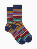 Calze corte uomo cotone caldo blu fantasia mix righe e pois