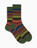 Calze corte uomo cotone verde fantasia mix righe e pois - Gallo 1927 - Official Online Shop