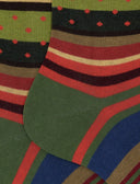 Calze corte uomo cotone verde fantasia mix righe e pois - Gallo 1927 - Official Online Shop