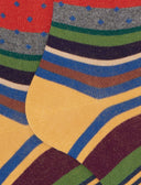 Lange Damensocken aus warmer Baumwolle, gelb, mit Streifen- und Punktmuster