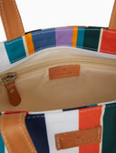 Borsa shopping piccola donna righe multicolor bianco - Gallo 1927 - Official Online Shop