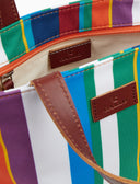 Borsa shopping piccola donna bianco righe multicolor - Gallo 1927 - Official Online Shop