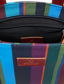 Borsa shopping piccola donna righe multicolor blu