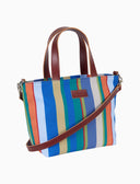 Borsa shopping piccola donna azzurro righe multicolor - Gallo 1927 - Official Online Shop