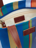 Borsa shopping piccola donna azzurro righe multicolor - Gallo 1927 - Official Online Shop