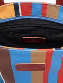 Borsa shopping piccola donna righe multicolor azzurro