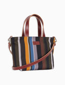 Borsa shopping piccola donna righe multicolor grigio