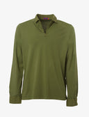 Polo uomo maniche lunghe cotone verde muschio tinta unita - Gallo 1927 - Official Online Shop