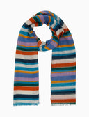 Sciarpa unisex cotone, viscosa e lino righe multicolor bianco - Gallo 1927 - Official Online Shop