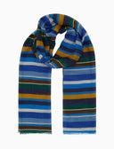 Sciarpa unisex cotone, viscosa e lino righe multicolor blu - Gallo 1927 - Official Online Shop