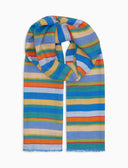 Sciarpa unisex cotone, viscosa e lino righe multicolor azzurro - Gallo 1927 - Official Online Shop