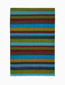 Sciarpa unisex cotone, viscosa e lino righe multicolor verde - Gallo 1927 - Official Online Shop