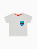 T-shirt bambino cotone tinta unita con taschino righe multicolor bianco - Gallo 1927 - Official Online Shop