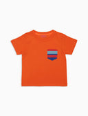 T-shirt bambino cotone tinta unita con taschino righe multicolor arancio - Gallo 1927 - Official Online Shop