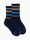Calze corte bambino spugna di cotone blu righe multicolor - Gallo 1927 - Official Online Shop