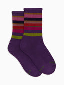 Calze corte bambino spugna di cotone viola righe multicolor - Gallo 1927 - Official Online Shop