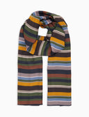 Lightweight grey unisex scarf with multicoloured stripes