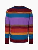 Pull girocollo uomo lana, viscosa e cashmere bordò righe multicolor - Gallo 1927 - Official Online Shop