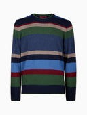 Pull girocollo uomo lana, viscosa e cashmere blu righe multicolor - Gallo 1927 - Official Online Shop
