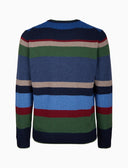 Pull girocollo uomo lana, viscosa e cashmere blu righe multicolor - Gallo 1927 - Official Online Shop