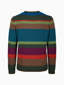 Pull girocollo uomo lana, viscosa e cashmere verde righe multicolor - Gallo 1927 - Official Online Shop