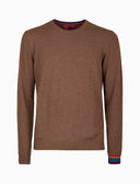 Pull girocollo uomo lana, viscosa e cashmere marrone tinta unita - Gallo 1927 - Official Online Shop