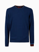 Pull girocollo uomo lana, viscosa e cashmere blu tinta unita - Gallo 1927 - Official Online Shop