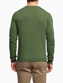 Pull girocollo uomo lana, viscosa e cashmere verde tinta unita