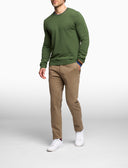 Pull girocollo uomo lana, viscosa e cashmere verde tinta unita