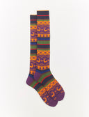 Calze lunghe uomo cotone blu royal fantasia greca natalizia con gallo - Gallo 1927 - Official Online Shop