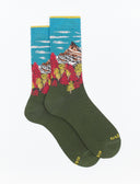 Calze corte donna cotone verde muschio fantasia paesaggio montagna - Gallo 1927 - Official Online Shop